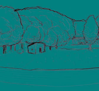Drawing of Iraqi House by Wafaa Bilal