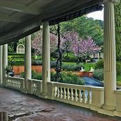 The side veranda of Montalvo's historic villa.