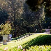 The front lawn of the historic villa