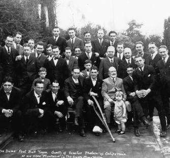 Senator Phelan hosts the Notre Dame football team at Montalvo, 1925