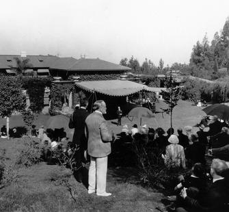 Senator Phelan observes a Garden Theatre event