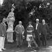 On the grounds, near the Formal Garden, March 31, 1927: Col. Howland, Sen. Phelan, Rowina Mason, NY Banker (?), OK Cushing, Boz (the dog).