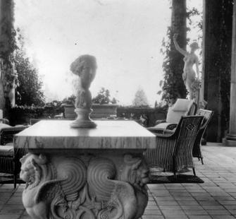 View of the East Loggia with original furnishings.
