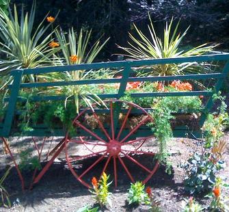 A cart full of plants and flowers for Montalvo's gardens