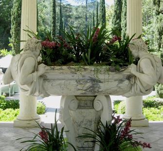 Satyr sculptures in the Love Temple, part of the Italianate Garden