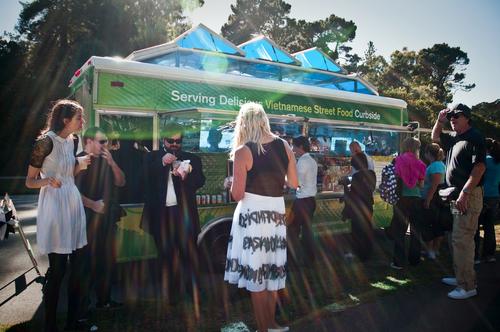 Food truck dining at Little Green Cyclo