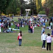 A crowd on the Great Lawn celebrates Sculpture on the Grounds
