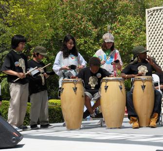 Students in Janetta Coleman's African music class perform at Arts Splash