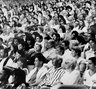 Seated public on Montalvo’s Front Lawn, photographer unknown, c. 2000-04. Montalvo Arts Center Archive.