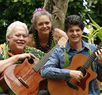 Keola Beamer, Moanalani Beamer, and Jeff Peterson