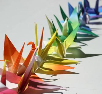 Paper Cranes created by artist Tiffany Singh